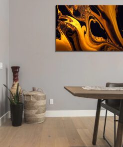 Black and Gold Marble Abstract Art Piece