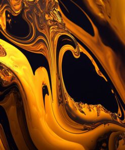 Black and Gold Marble Abstract Art Piece