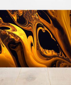 Black and Gold Marble Abstract Art Piece