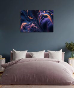 Purple, Peach and Blue Abstract Swirls Abstract Printed Art