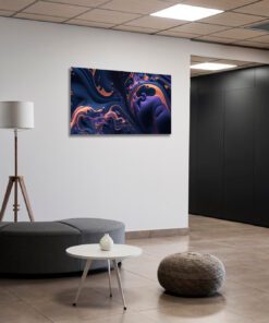Purple, Peach and Blue Abstract Swirls Abstract Printed Art
