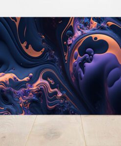 Purple, Peach and Blue Abstract Swirls Abstract Printed Art