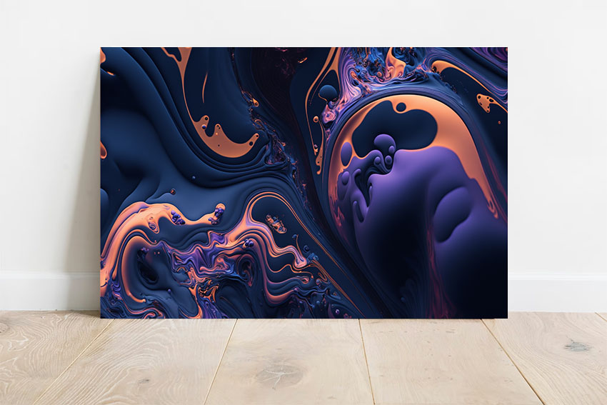 Purple, Peach and Blue Abstract Swirls Abstract Printed Art
