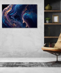 Rich Purple, Peach and Blue Abstract Swirls Printed Art