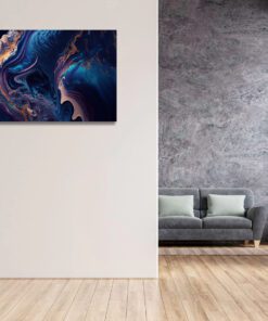 Rich Purple, Peach and Blue Abstract Swirls Printed Art