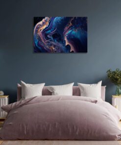 Rich Purple, Peach and Blue Abstract Swirls Printed Art