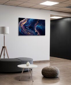 Rich Purple, Peach and Blue Abstract Swirls Printed Art