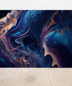 Rich Purple, Peach and Blue Abstract Swirls Printed Art