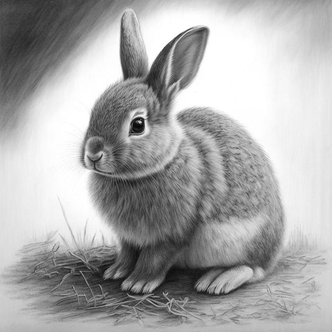 charcoal sketch of a rabbit