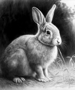 charcoal sketch of a rabbit