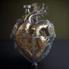 Unveiling the Metallic Human Heart Canvas Art