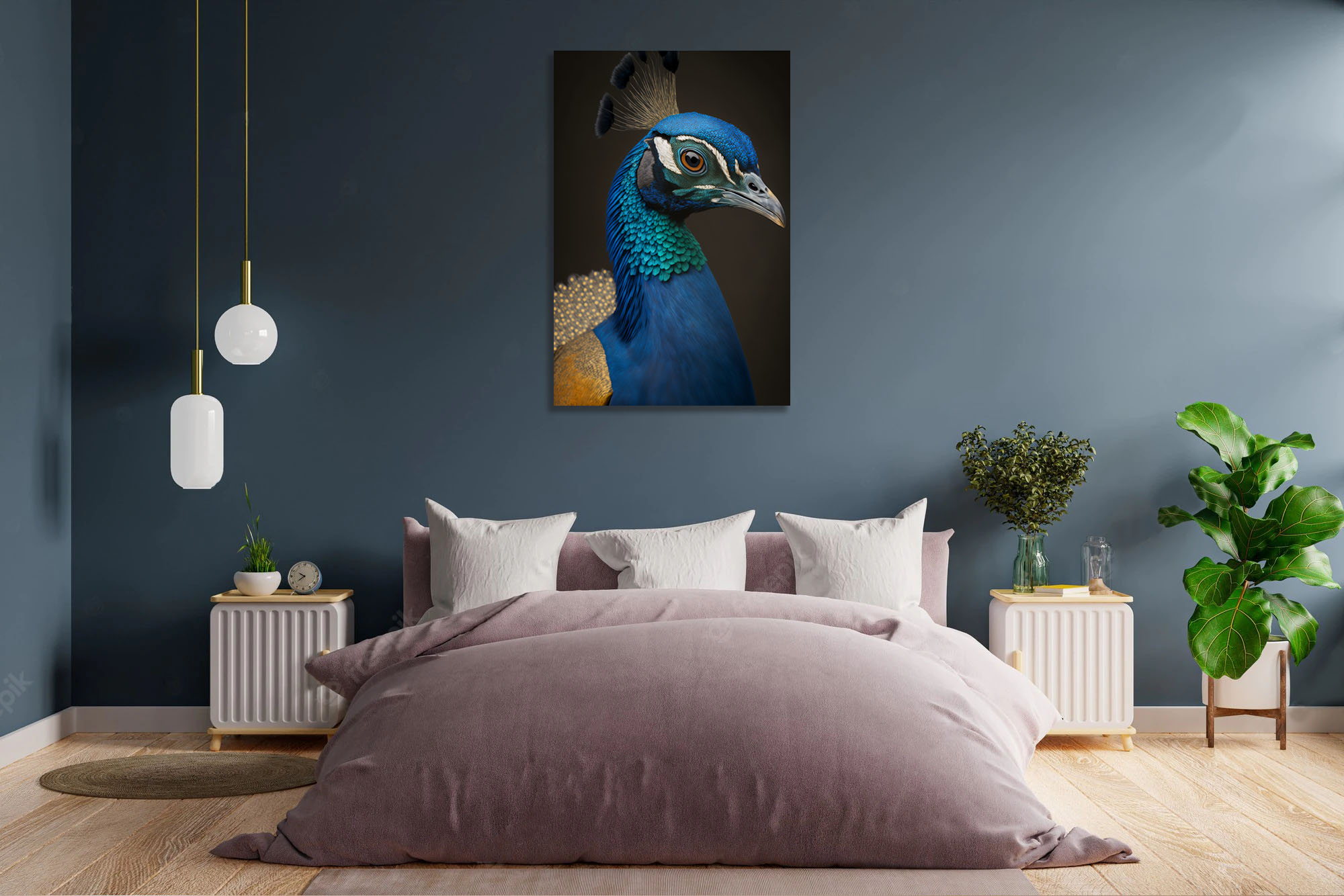 Hyperrealistic Peacock Canvas: Majestic Artwork - Image 7