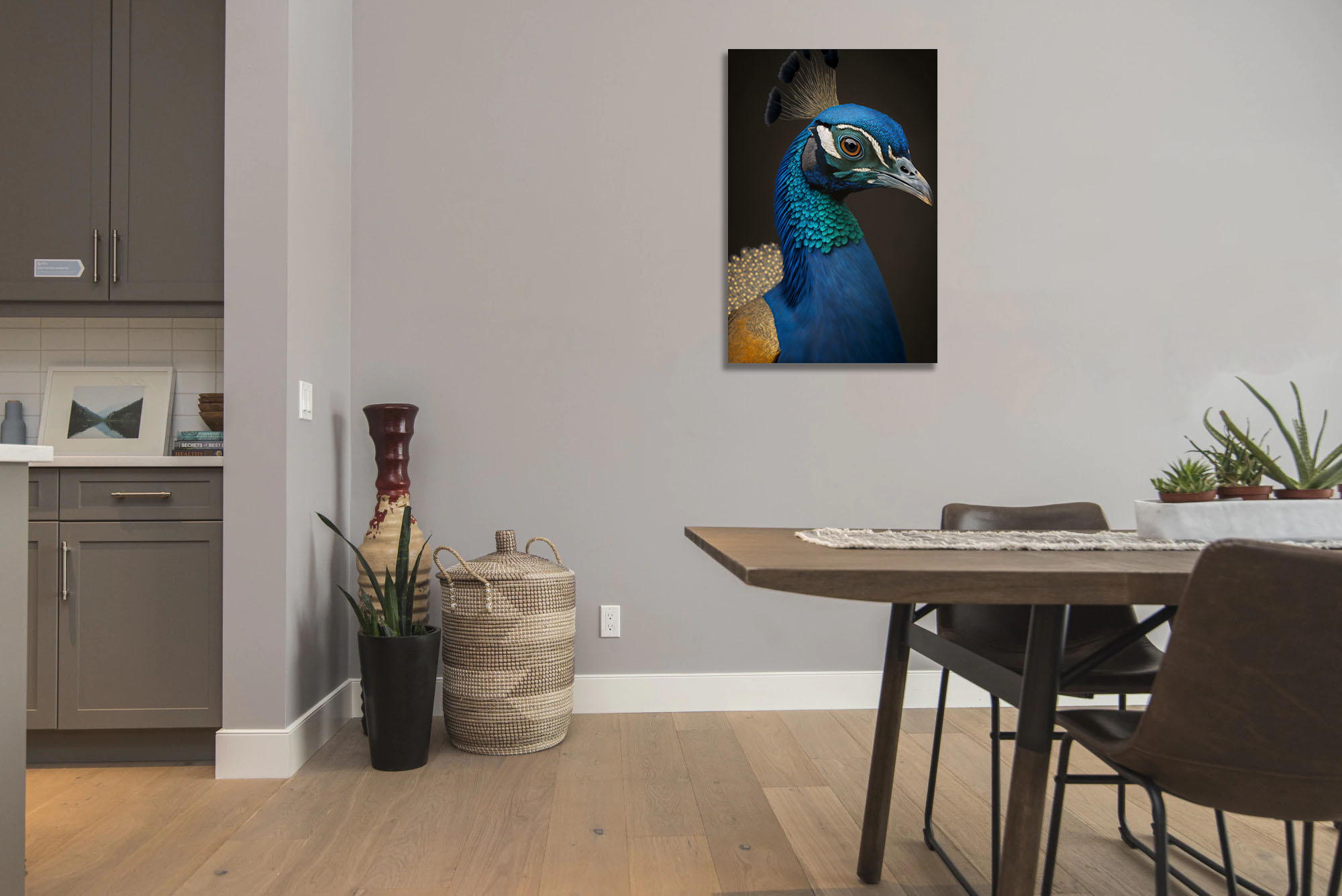 Hyperrealistic Peacock Canvas: Majestic Artwork - Image 4