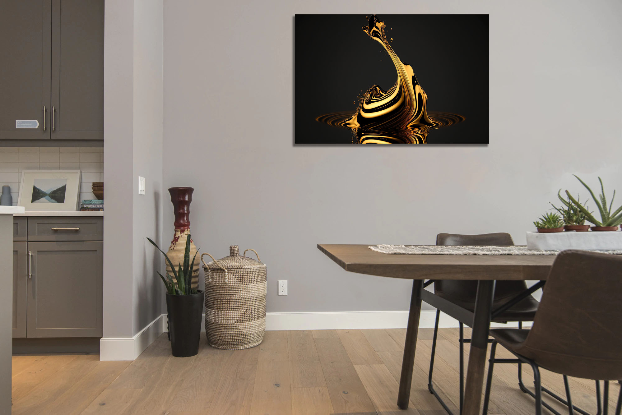 Golden Liquid Swirls: Abstract Art Masterpiece - Image 3