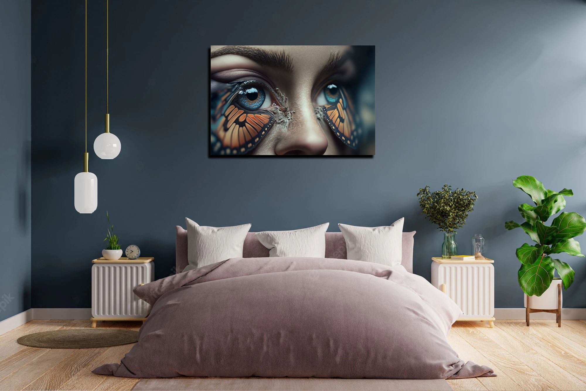 Hyperrealism Butterfly Wings Eyelids Printed Art
