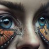 Hyperrealism Butterfly Wings Eyelids Printed Art