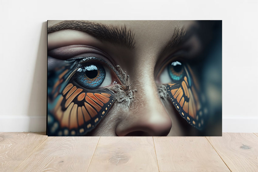 Hyperrealism Butterfly Wings Eyelids Printed Art