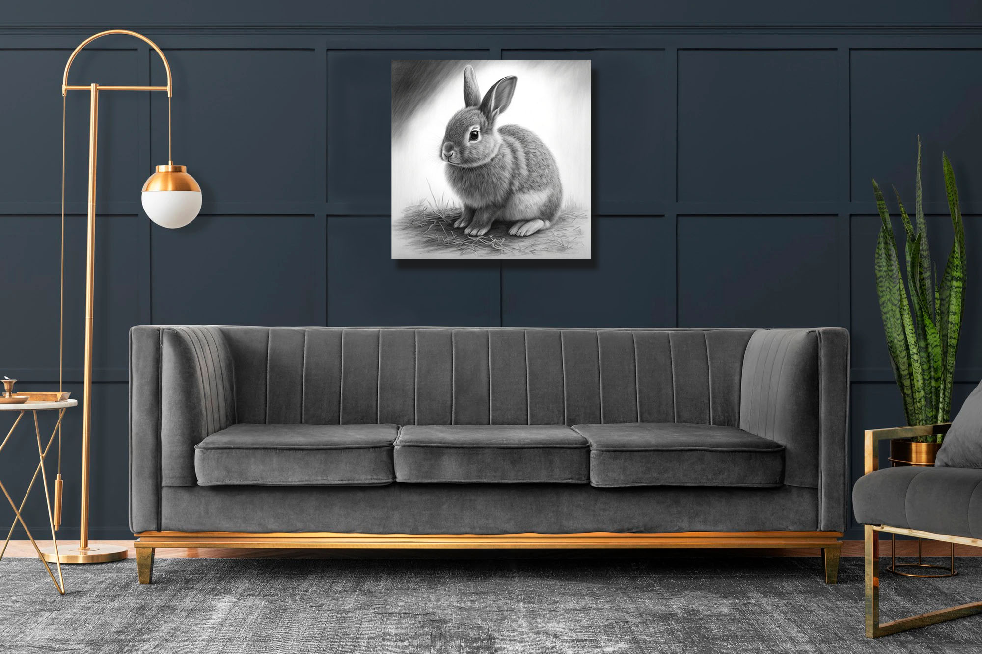 charcoal sketch of a rabbit