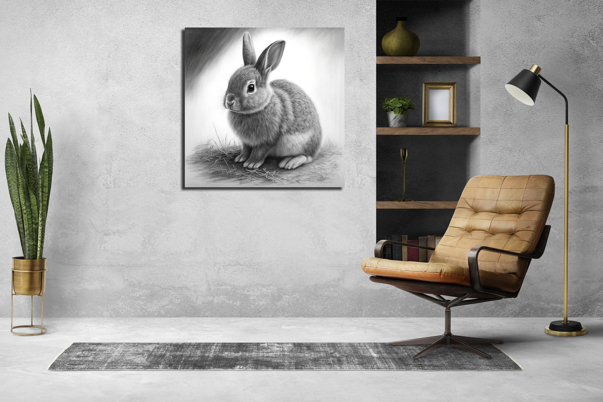 charcoal sketch of a rabbit