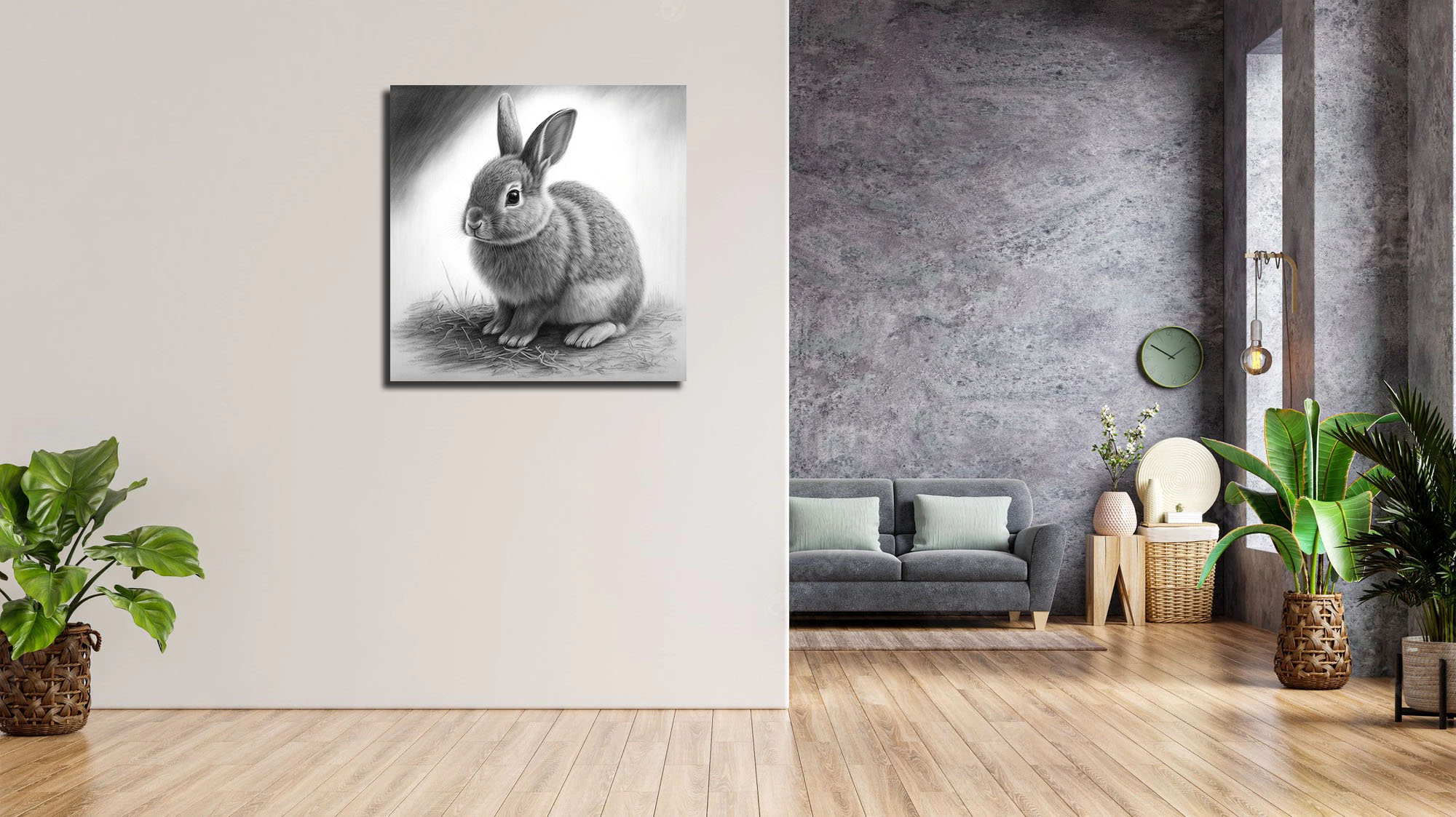 charcoal sketch of a rabbit