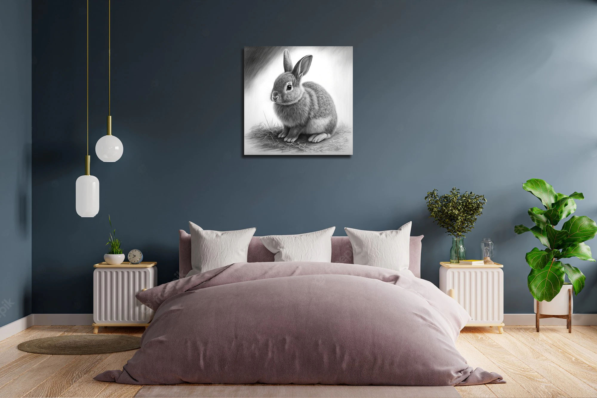 charcoal sketch of a rabbit
