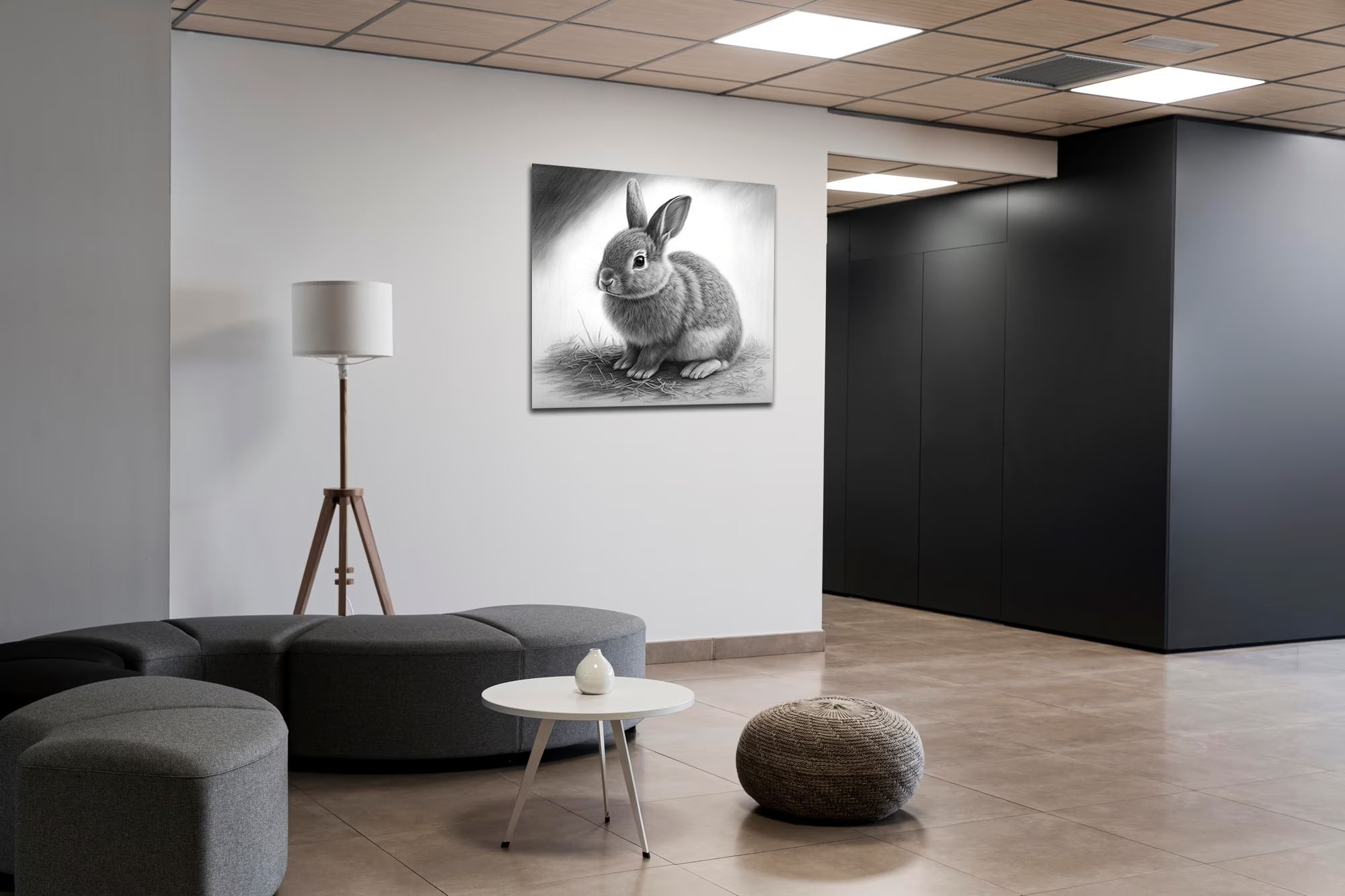 charcoal sketch of a rabbit