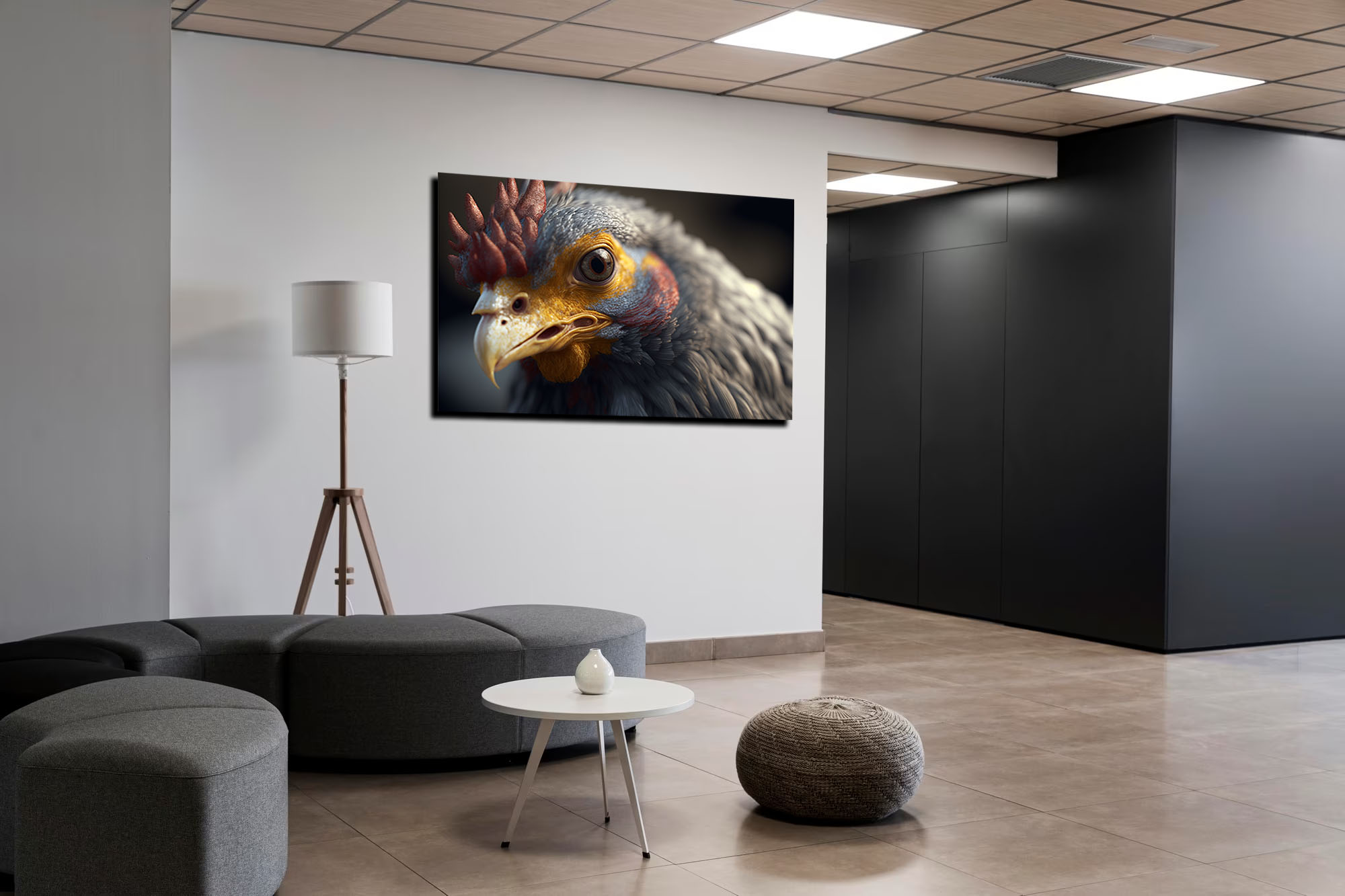 super closeup hyperrealistic chicken art piece