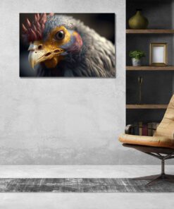 super closeup hyperrealistic chicken art piece