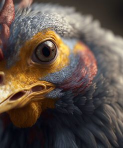 super closeup hyperrealistic chicken art piece