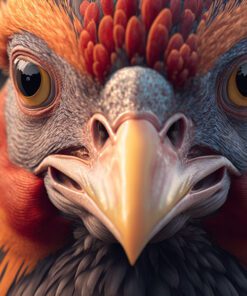 super closeup hyperrealistic chicken art piece
