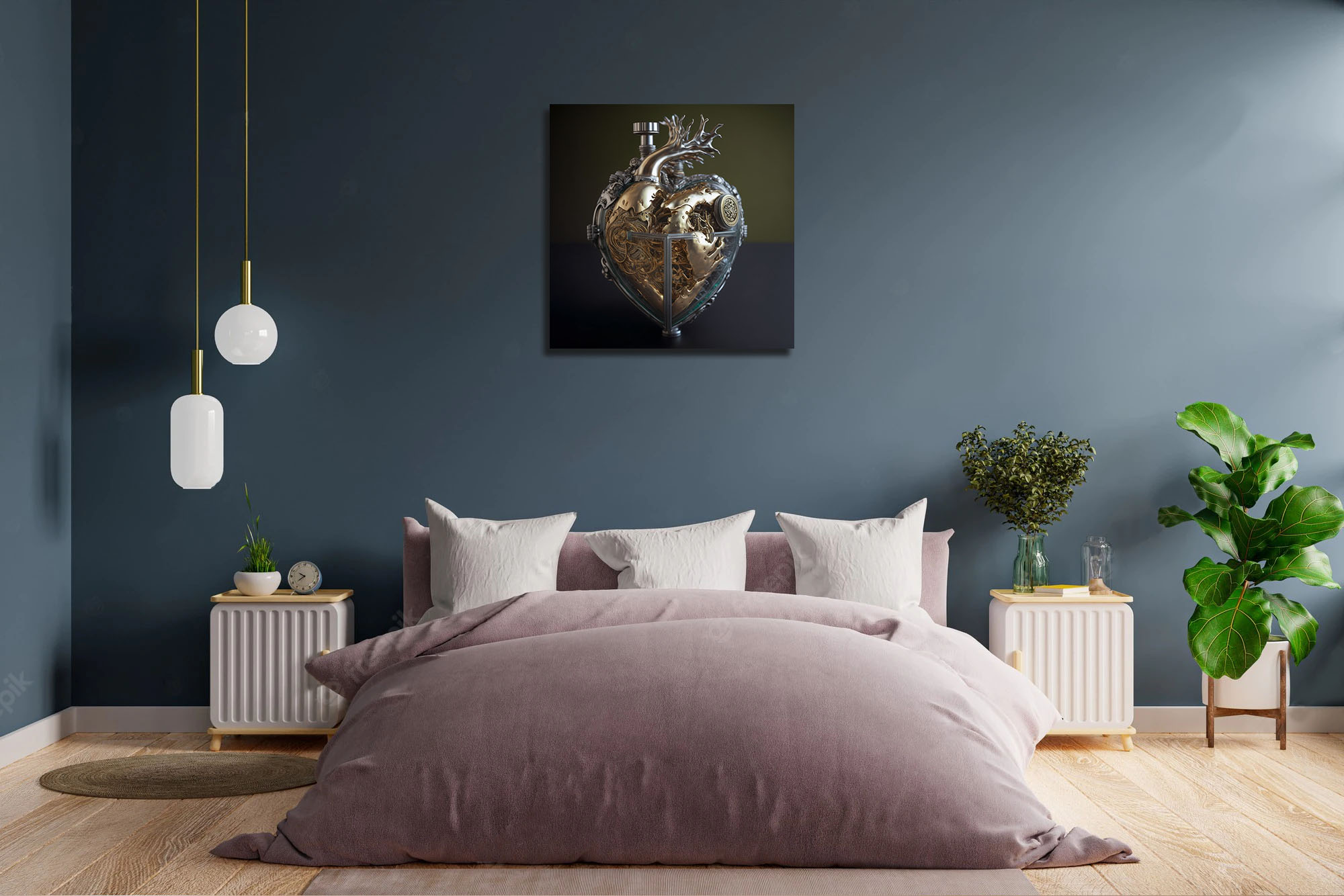 Unveiling the Metallic Human Heart Canvas Art - Image 4