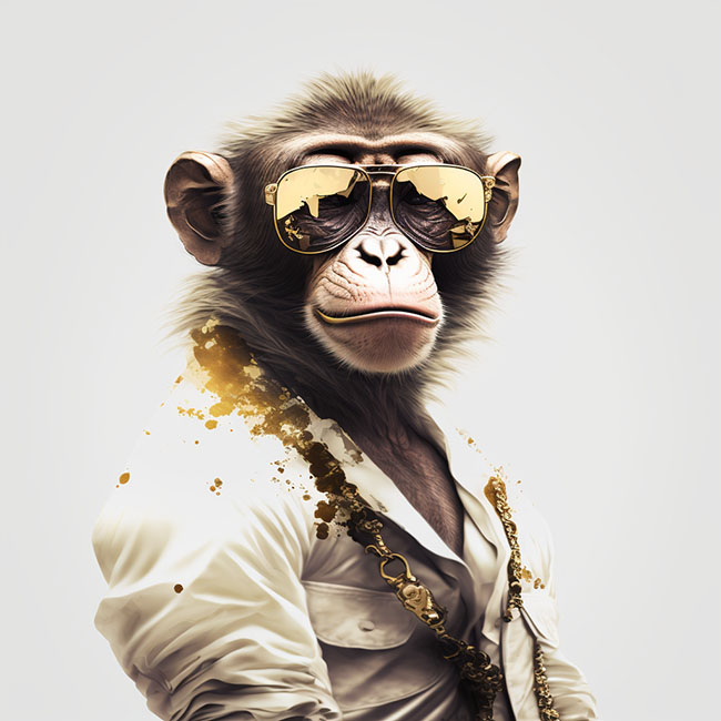 Captivating Monkey Canvas Art with Gold Sunglasses