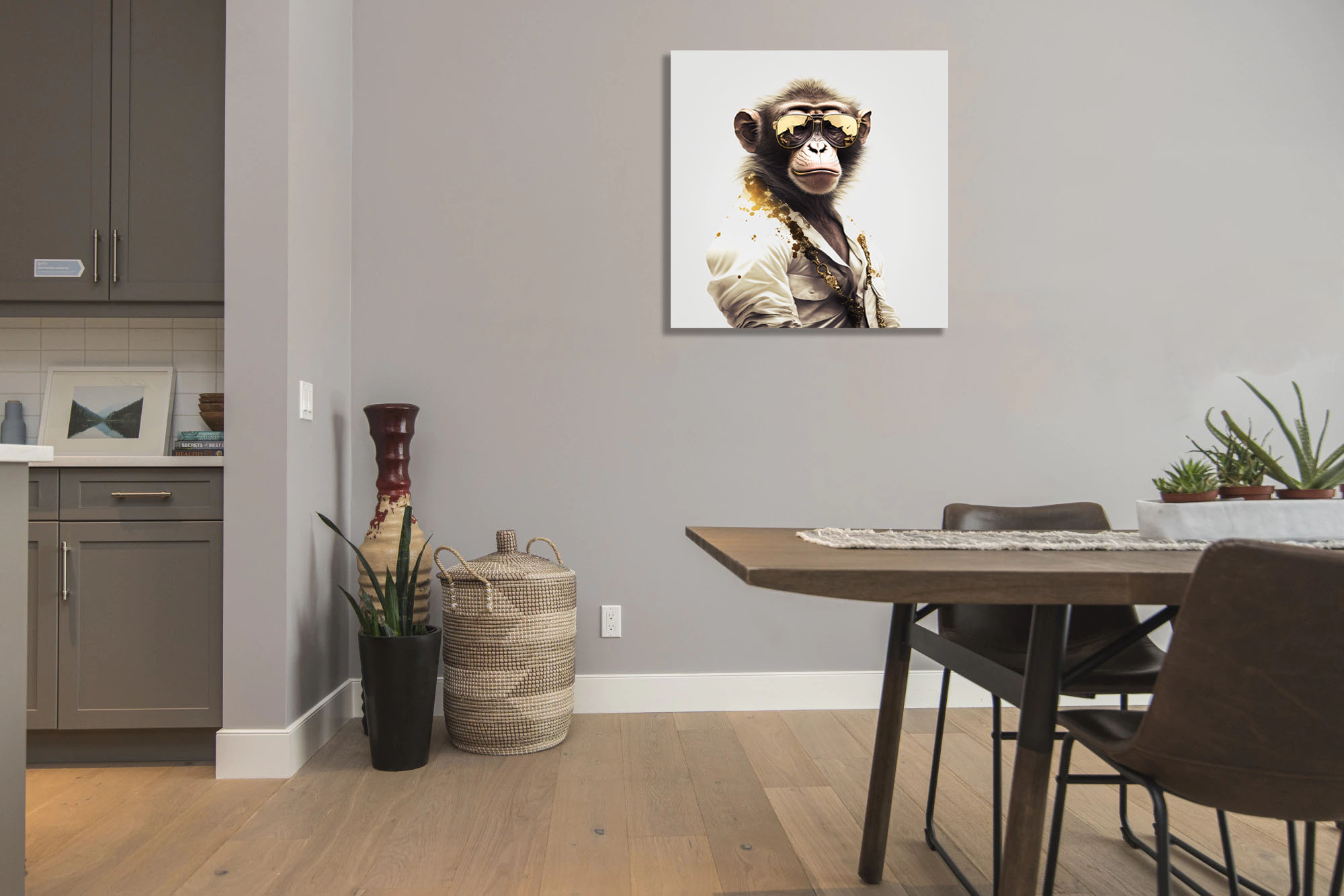 Captivating Monkey Canvas Art with Gold Sunglasses - Image 7