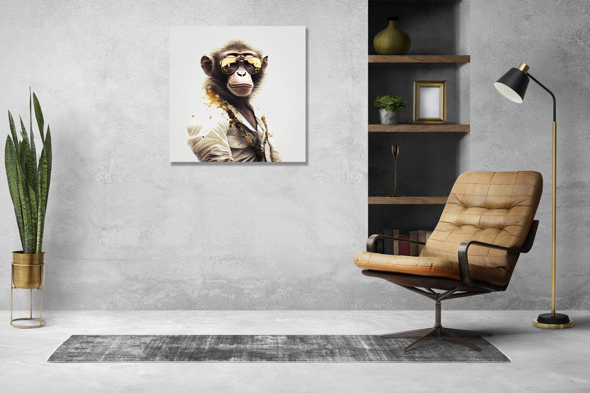 Captivating Monkey Canvas Art with Gold Sunglasses - Image 6