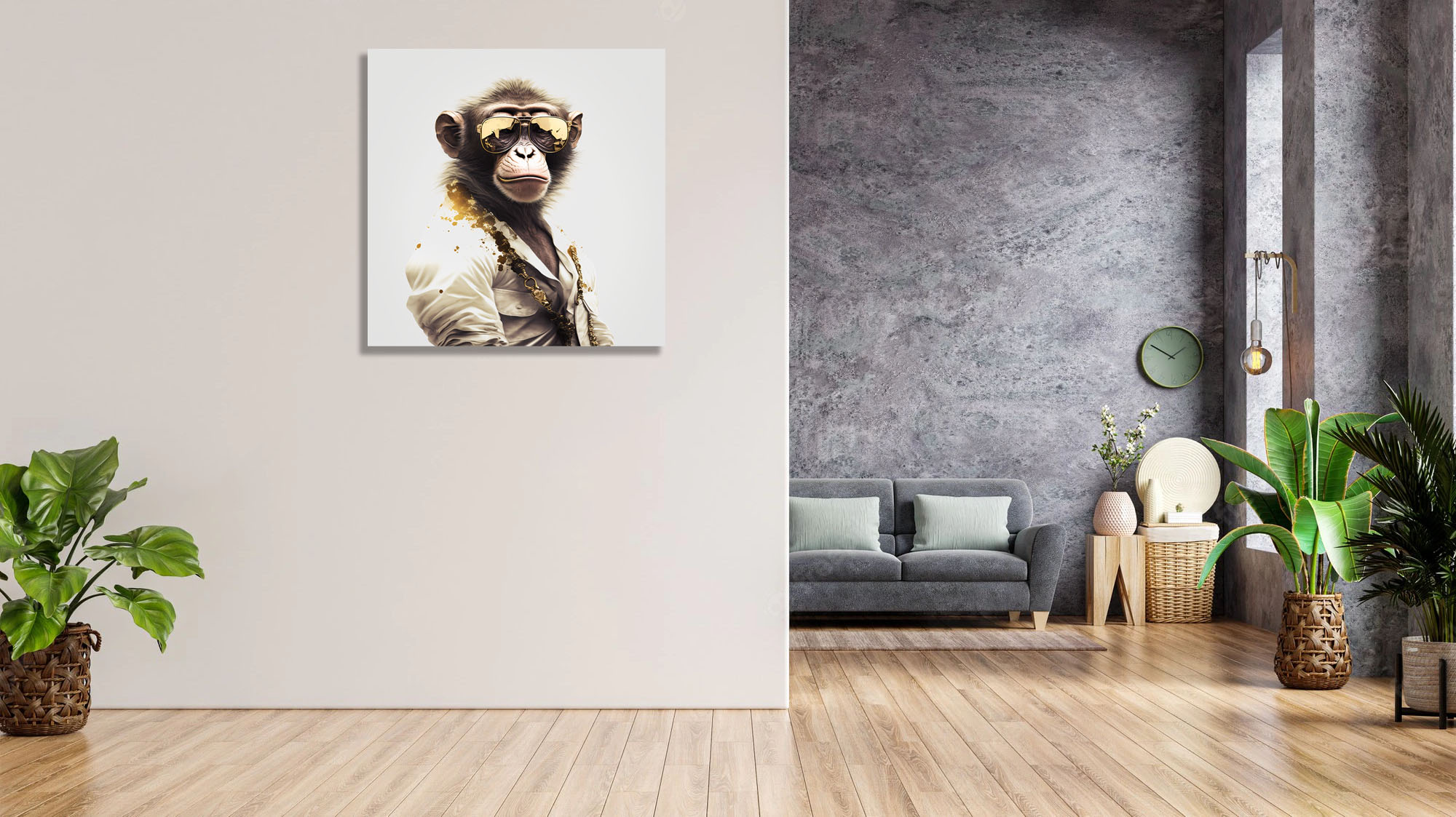 Captivating Monkey Canvas Art with Gold Sunglasses - Image 5