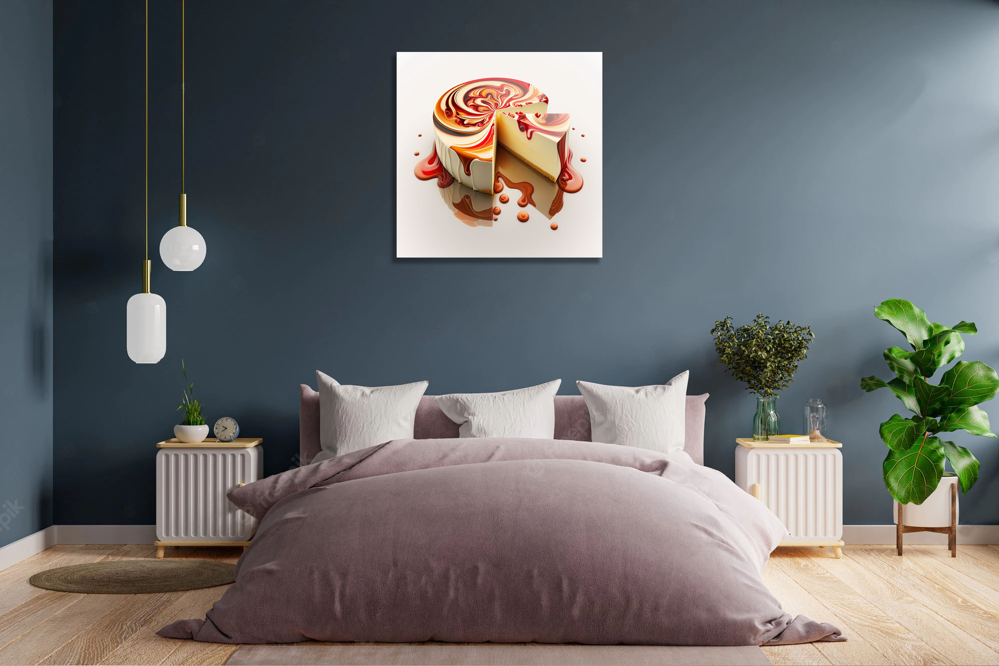 conceptual strawberry cheesecake art