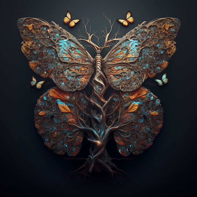 Butterfly Wing Tree of Life Art