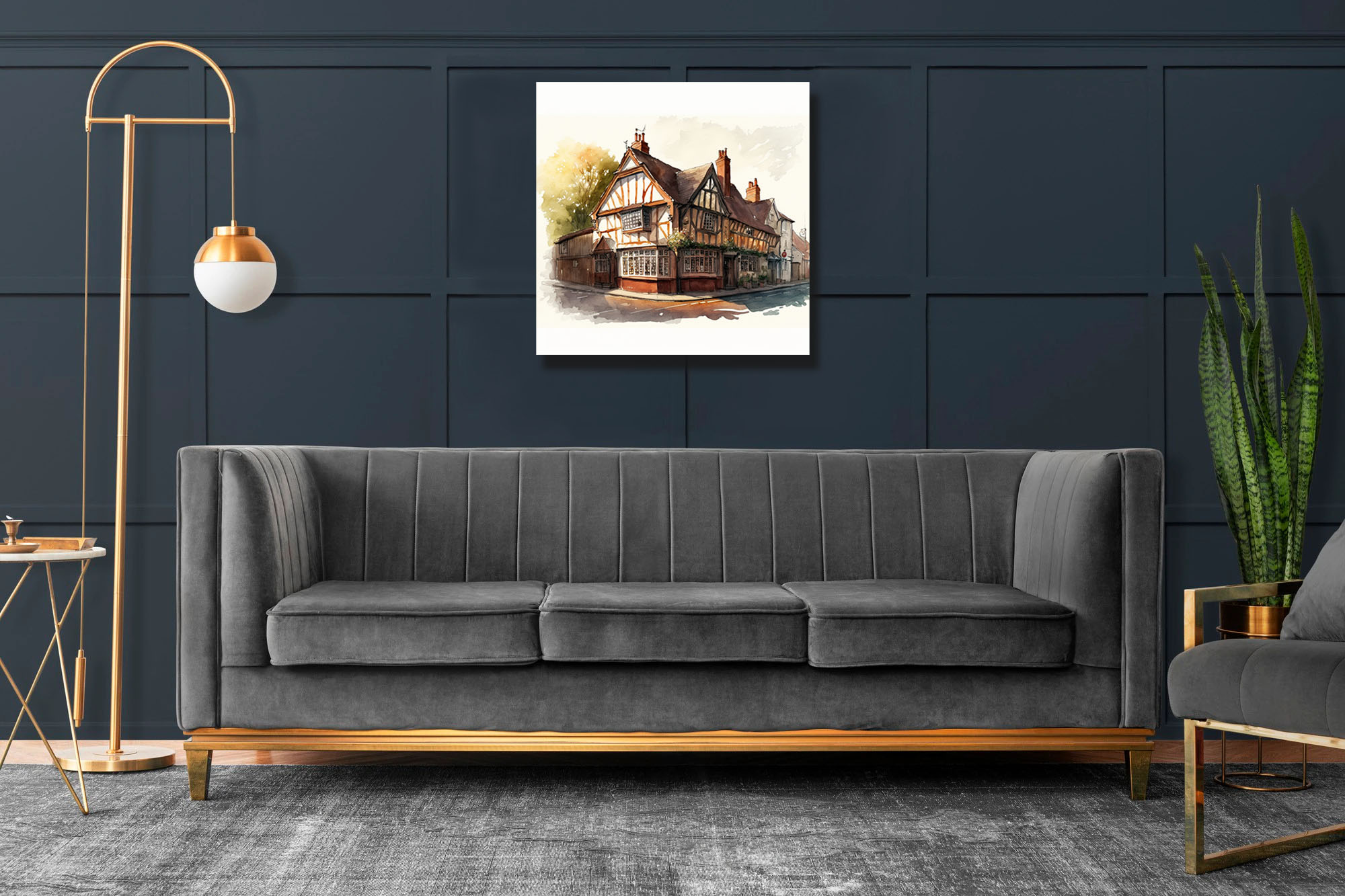 Beautiful British Pub Watercolour: Canvas Print - Image 7