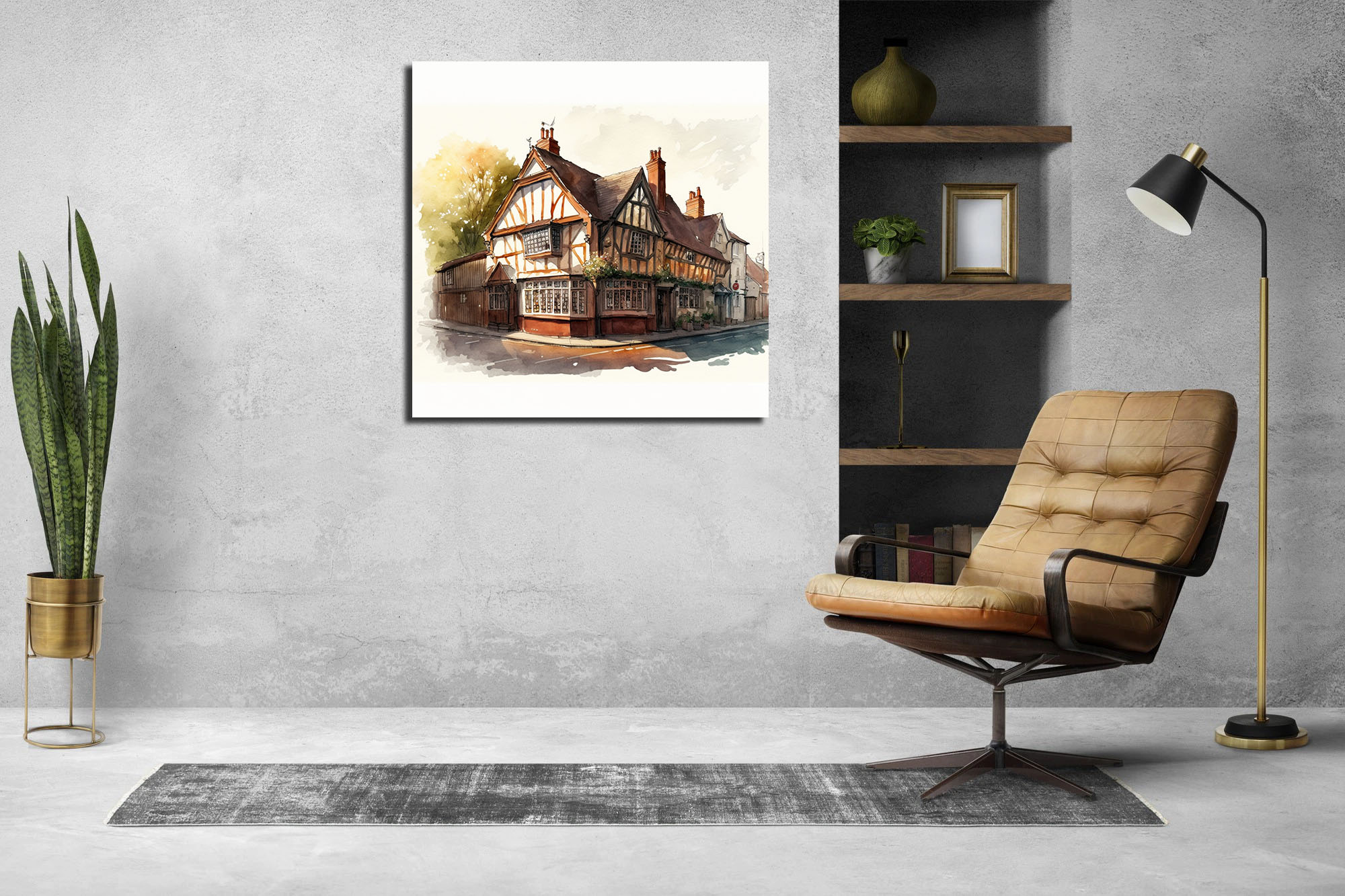 Beautiful British Pub Watercolour: Canvas Print - Image 6