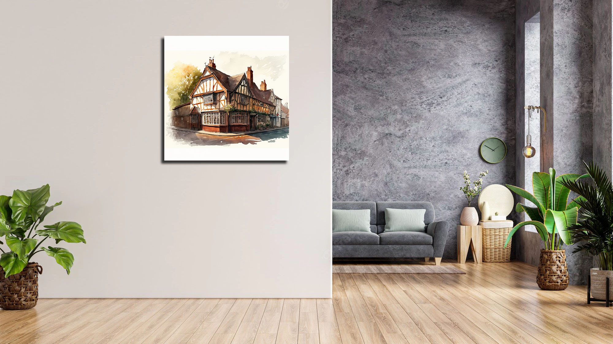 Beautiful British Pub Watercolour: Canvas Print - Image 5