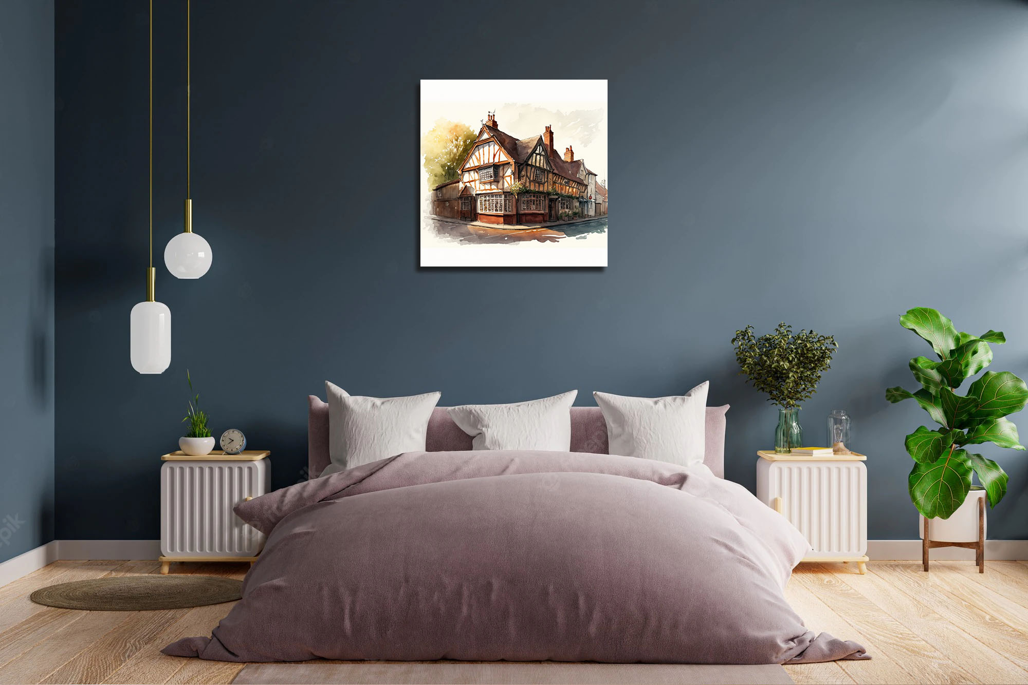 Beautiful British Pub Watercolour: Canvas Print - Image 4