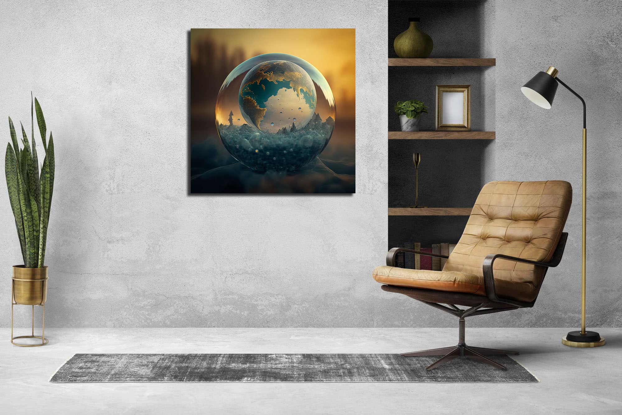 Stunning Canvas Art: Planet Earth Inside a Bubble - Image 6