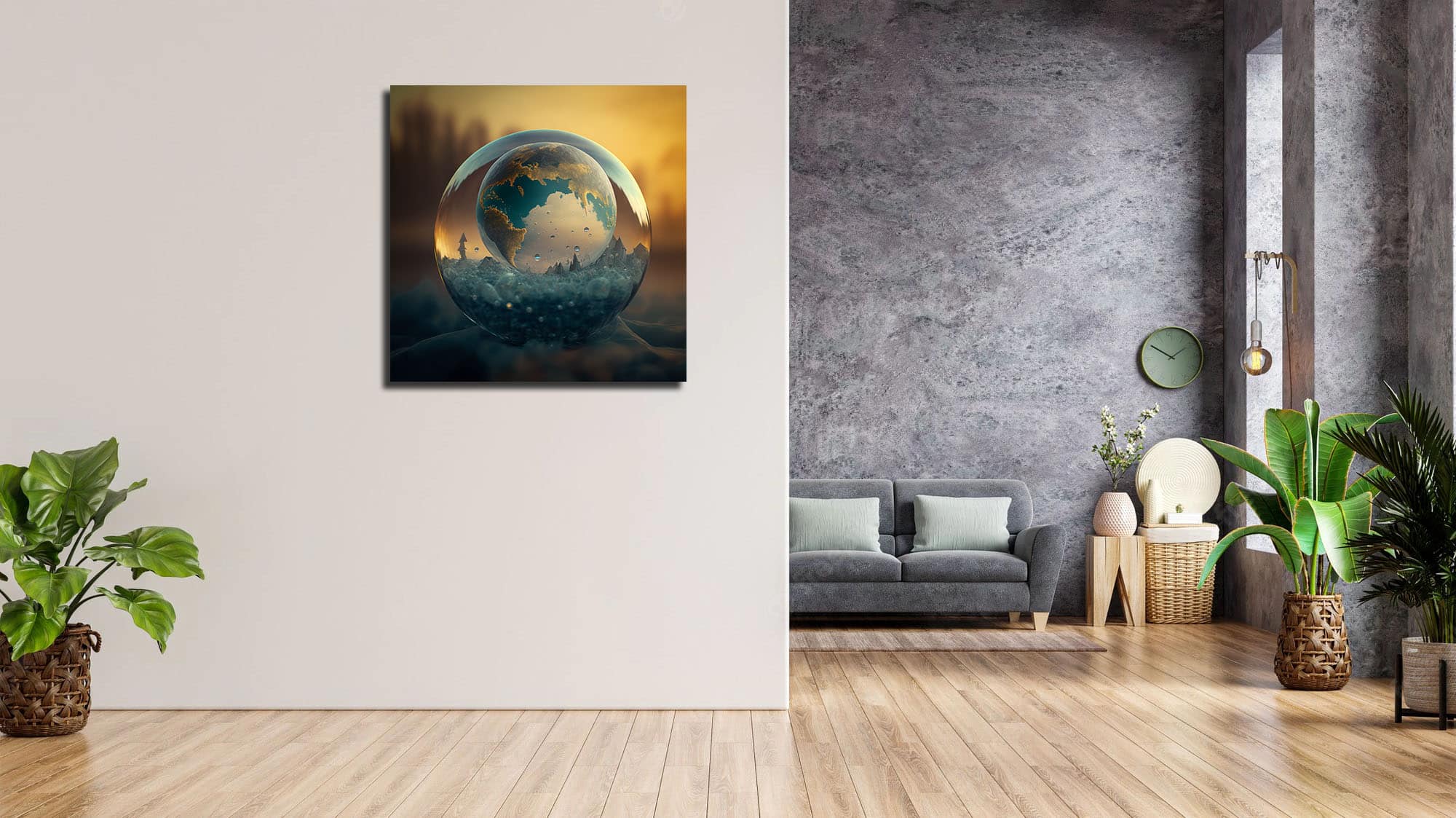 Stunning Canvas Art: Planet Earth Inside a Bubble - Image 5