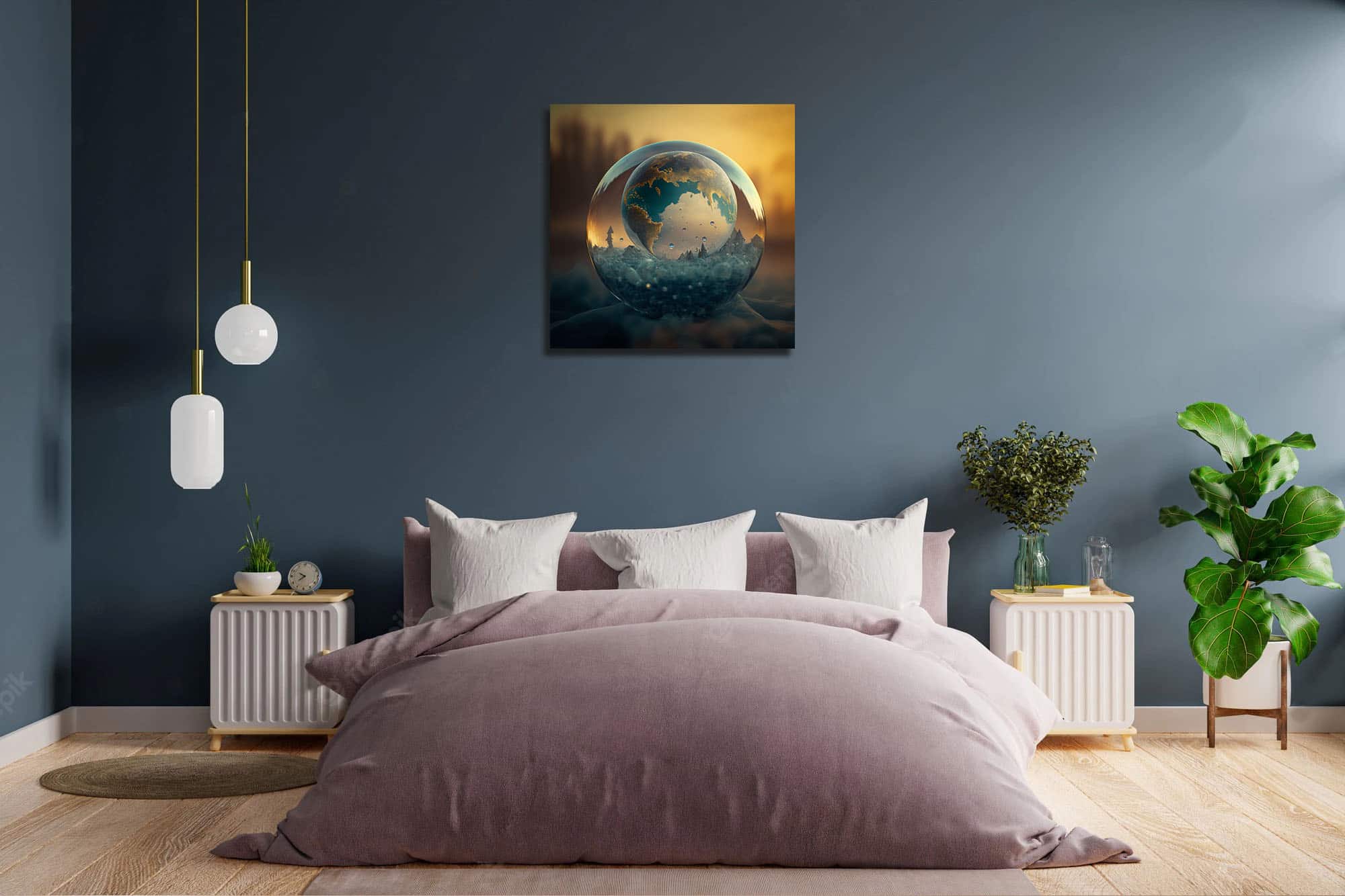 Stunning Canvas Art: Planet Earth Inside a Bubble - Image 4