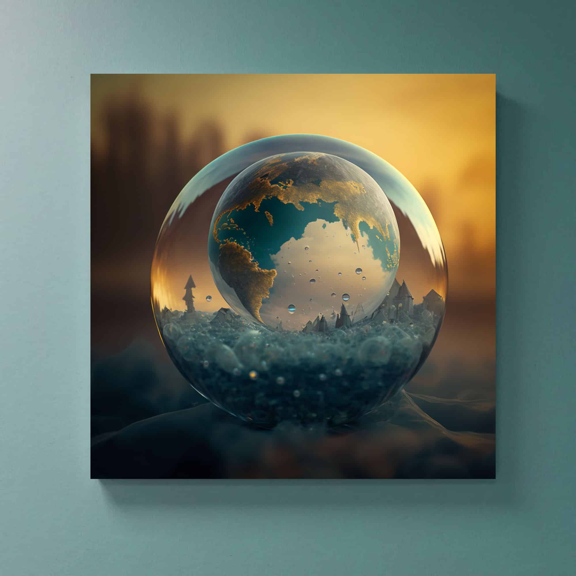 Stunning Canvas Art: Planet Earth Inside a Bubble - Image 2